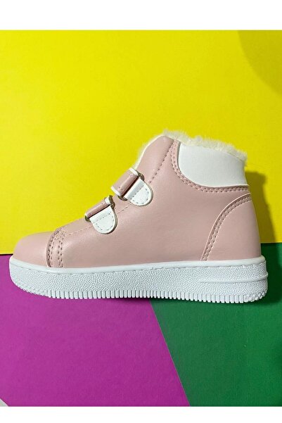 ALTUNTAŞ Unisex Boy - Girl Furry Winter Velcro Ανατομική Σόλα Ραμμένη Μπότες - Πούδρα