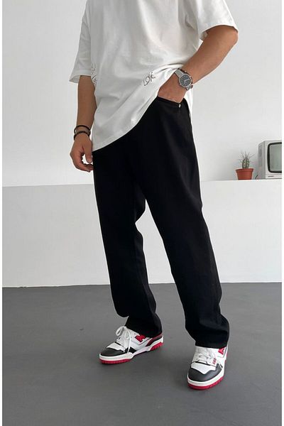 Z1MAN Black Baggy Jean Trousers
