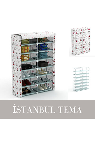 HOLTECH İki Bölmeli Güçlendirilmiş PVC Profilli Bez Dolap Kumaş Gardırop Ayak...