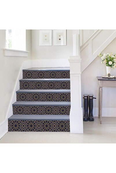 StickerArt Merdiven Sticker Folyo Kaplama (18x120 cm 5 Adet) Altın Süs