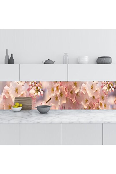 StickerArt Mutfak Tezgah Arası Folyo Fayans Kaplama Folyosu Açan Çiçekler