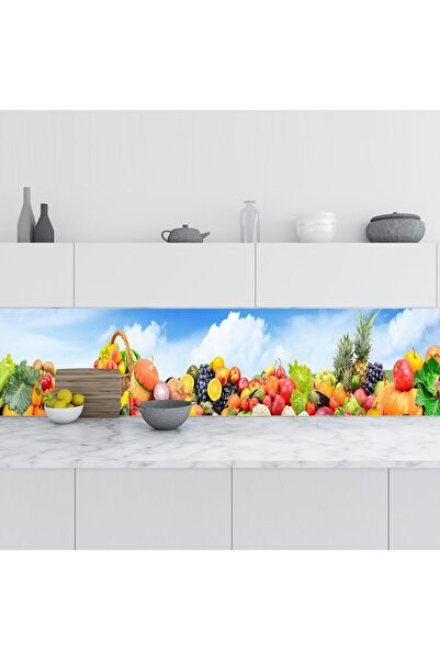 StickerArt Mutfak Tezgah Arası Folyo Fayans Kaplama Folyosu Sebze Meyve Gökyüzü