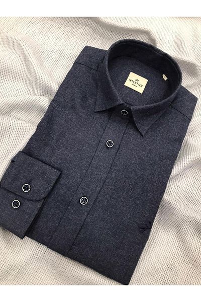 Sarar ΠΟΥΚΑΜΙΣΟ INTERVIEW WOVEN SLIM FIT ΣΚΟΥΡΟ ΜΠΛΕ ΜΕ ΣΧΕΔΙΟ