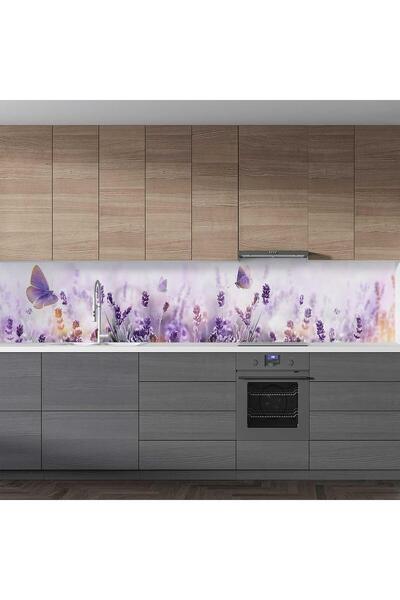 StickerArt Mutfak Tezgah Arası Folyo Fayans Kaplama Folyosu Lavanta Çiçekler