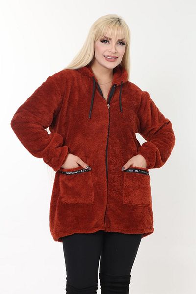 xlargebutik PLUS SIZE CLOTHING CINNAMON COLOR PLUSH FLEECE
