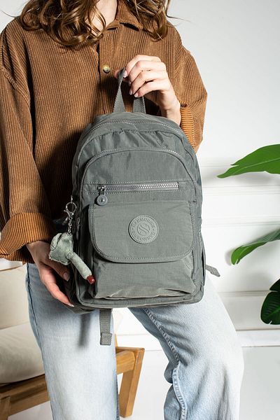 Sanmorris Women's Water Resistant Parachute Fabric Backpack with Multiple Compartment Front Pockets and Adjustable Straps
