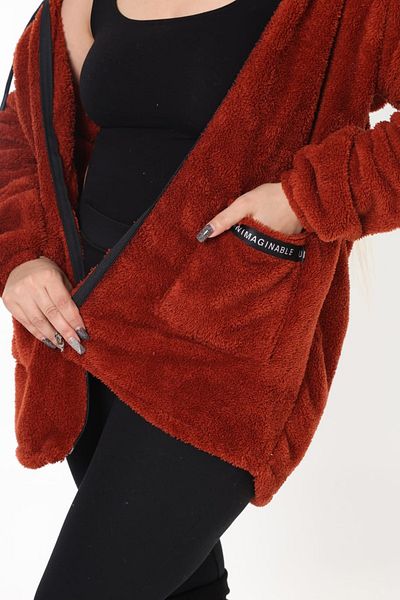 xlargebutik PLUS SIZE CLOTHING CINNAMON COLOR PLUSH FLEECE