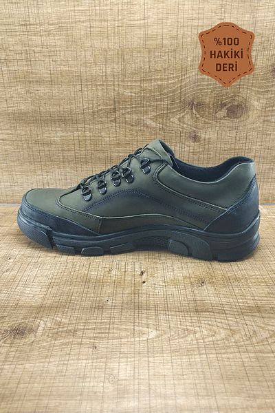 Endurstep Ορθοπεδικά Γνήσιο Δέρμα με κορδόνια Χακί Casual Ανδρικά Παπούτσια Cas0028