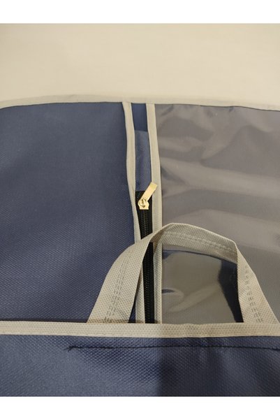 Umut Evening Dress Protective Cover, Long Dress Carrier, Transparent Window 64x160 Cm, DARK BLUE