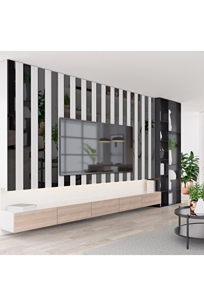 AtaDeco Aynalı Pleksi Dekoratif Şerit (5x240cm) Füme Renk 5'li Paket