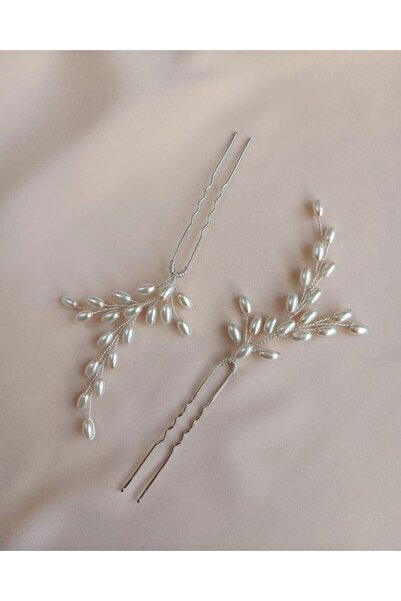 ecrin tuhafiye hobi 2li Şefaf Boncuklu Taraklı Gelin Saç Tokası