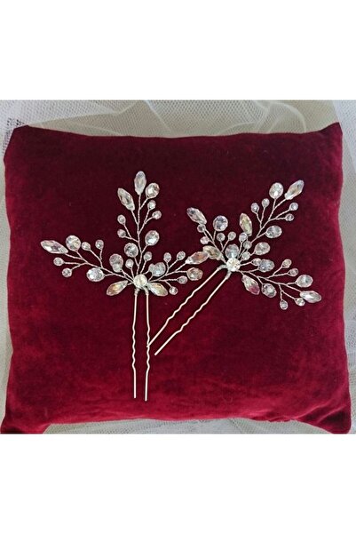 ecrin tuhafiye hobi 2li Şefaf Boncuklu Taraklı Gelin Saç Tokası