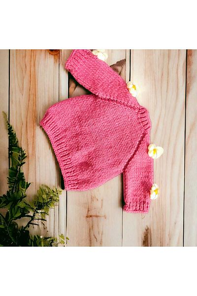 Hobice Satış Cardigan pentru copii tricotat manual Daisy Crop roz