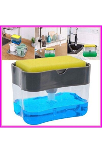 mrtbilisim Dozator de săpun lichid cu pompă și recipient pentru burete 380 ml