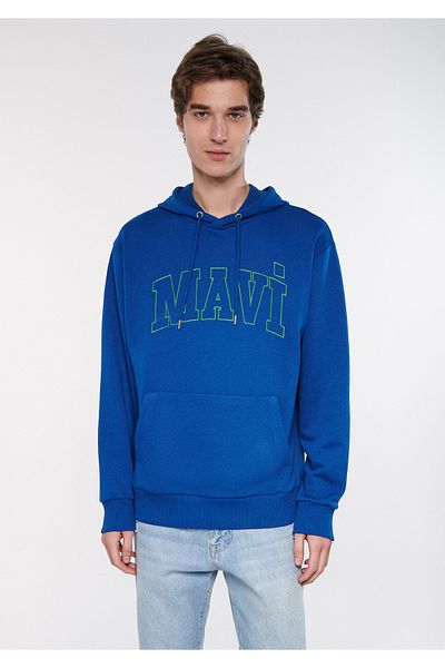 Mavi Logo Printed Hooded Navy Blue Sweatshirt 0610253-80956