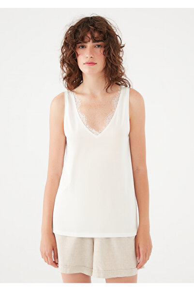 Mavi Δαντέλα Λεπτομερές Αμάνικο T-Shirt αφής με δαντέλα Slim Fit / Slim Fit 1600803-33389