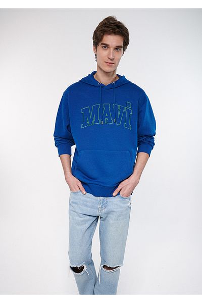 Mavi Logo Printed Hooded Navy Blue Sweatshirt 0610253-80956