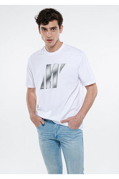 Mavi Λευκό μπλουζάκι με τυπωμένο λογότυπο Pro Loose Fit / Loose Comfortable Fit 0610611 -620