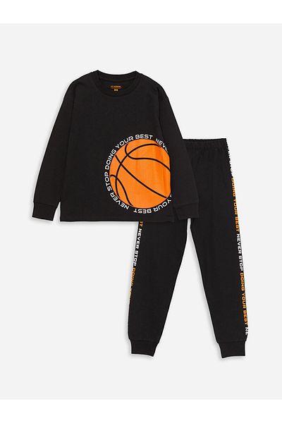 LC Waikiki Σετ πιτζάμες LCW Kids Boy - Crew Neck, εμπριμέ, μακρυμάνικο