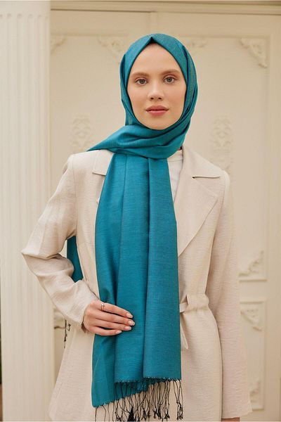Şalland Crony Shawl Turquoise Black