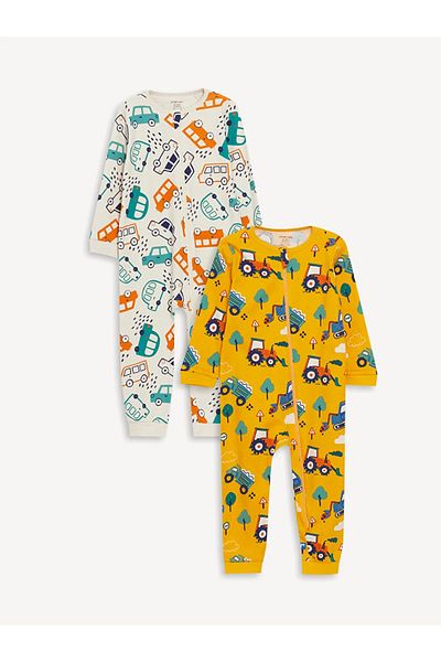 LC Waikiki LCW Baby - Crew Neck Printed 2-Piece Jumpsuit Set for Baby Boy