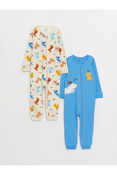 LC Waikiki LCW Baby - Crew Neck Printed 2-Piece Jumpsuit Set for Baby Boy