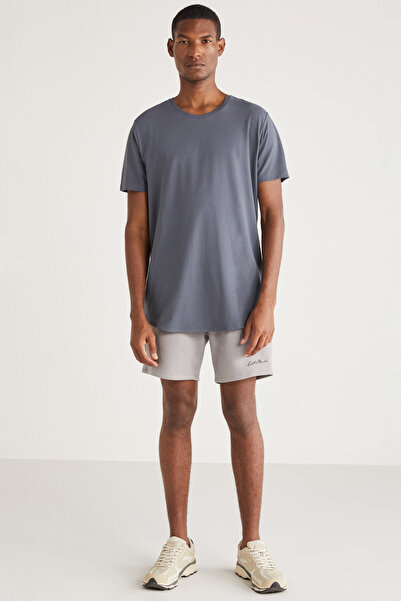 GRIMELANGE Greg Men's - Flexibilní tričko Slim Fit z bavlny a lycry tmavě šedé