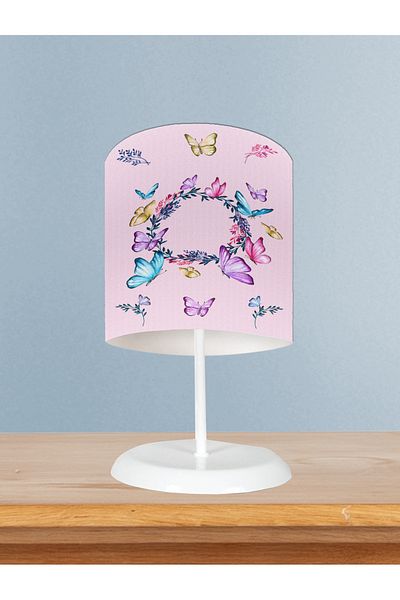 MASAL ODAM Baby and Children's Room Pink Lampshade with Hopscotch and Butterfly Pattern