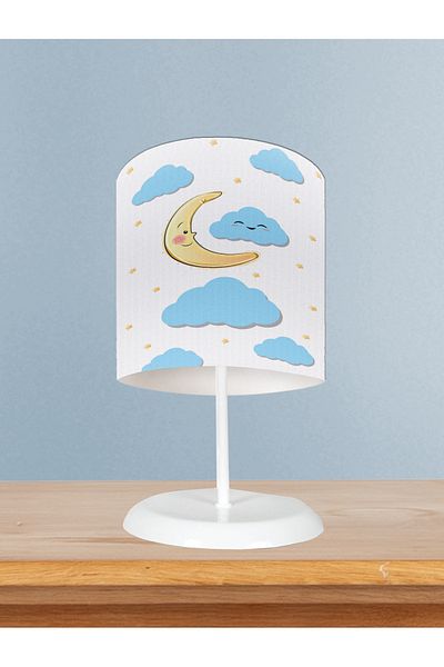 BAMBAŞKA MODA Baby and Children's Room Moon Grandpa and Cloud Patterned Lampshade