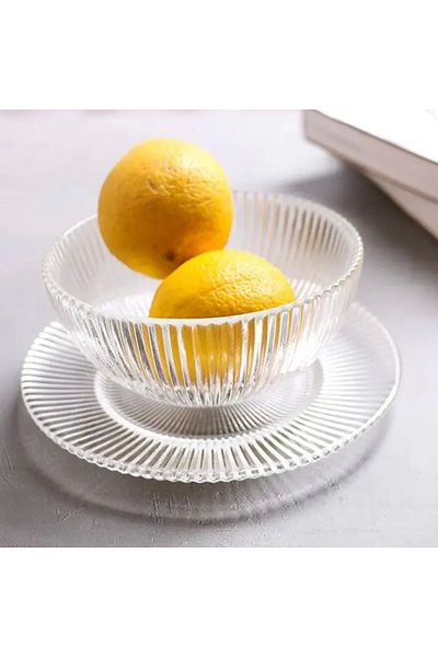 Yenigeldi 6 Glass Fruit Bowls and 6 Glass Cake Plates
