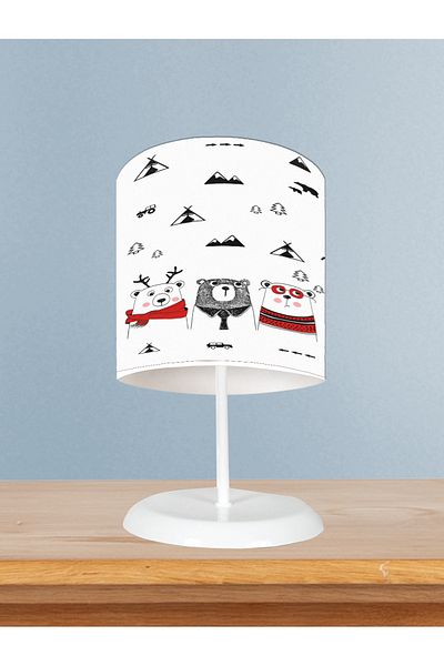 MASAL ODAM Baby and Children's Room Cute 3-Piece Bear and Road Patterned Lampshade