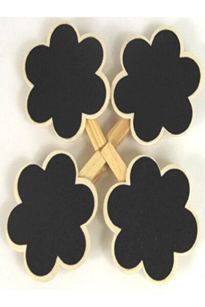 Kazanabil 4LÜ PAPATYA DESENLİ TEBEŞİRLE YAZILABİLİR KARATAHTA AHŞAP MANDAL