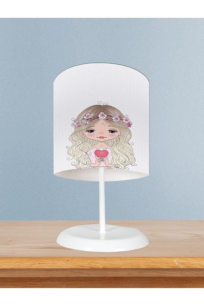 MASAL ODAM Baby and Children's Room Heart Holding Princess Girl Patterned Lampshade