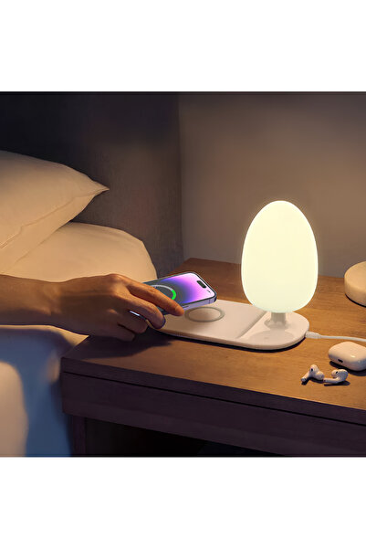 Kiit 2 si 1 Arada Led RGB Masa Lambası Hızlı Kablosuz Şarj İstasyonu Telefon ...