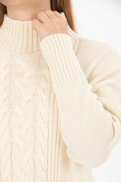 Ocean Hair Braid Cream Half Fisherman Sweater