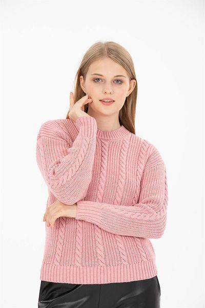 Ocean Hair Braided Pink Sweater