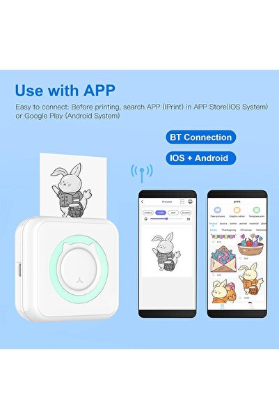 Streak Mini Akıllı Yazıcı Cep Telefonu Bluetooth Taşınabilir Termal Fotoğraf Etiket