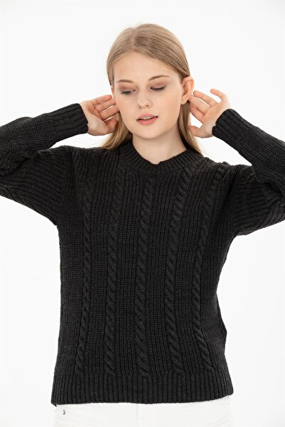 Ocean Hair Braided Black Sweater