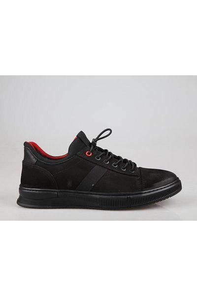 KOMCERO 3k0584 Genuine Leather Black Nubuck Men's Casual Shoes