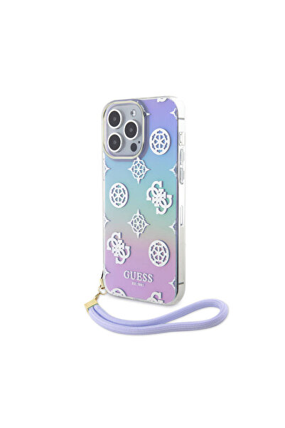 Guess iPhone 15 Pro Max uyumlu  Kılıf Guess Lisans Yazı Logolu Askı İpli Holo...