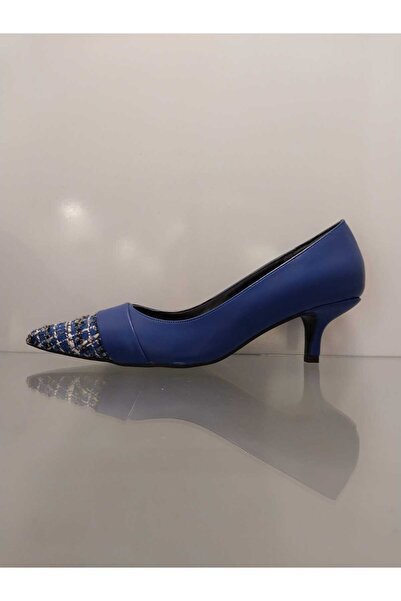 Purple Saks Mavi Tüvit Detaylı Topuklu Stiletto