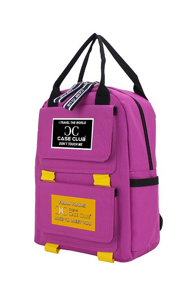 Case Club Ροζ σχολική τσάντα με αδιάβροχη υφασμάτινη πλαϊνή τσέπη