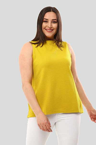 Ebsumu Жіноча безрукавка з розрізом ззаду та жовтим коміром