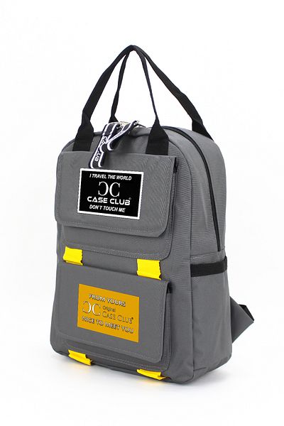Case Club Γκρι σχολικό σακίδιο πλάτης Unisex αδιάβροχο υφασμάτινο με πλαϊνές τσέπες