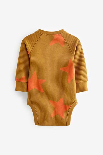 Next Baby 100% Cotton Ribbed Shiny Star Pattern 3-Piece Top and Bottom Set