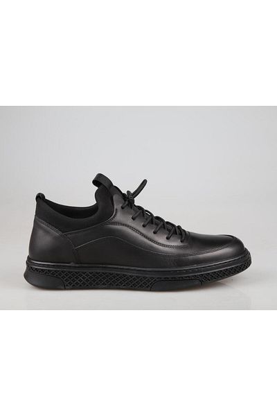 KOMCERO Ανδρικά παπούτσια casual 3k9169 από γνήσιο δέρμα μαύρο