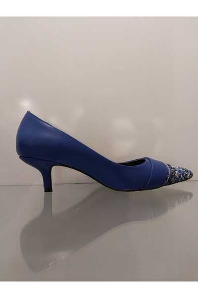 Purple Saks Mavi Tüvit Detaylı Topuklu Stiletto
