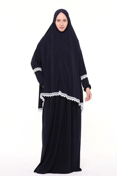 Altobeh Γυναικείο φόρεμα προσευχής δύο τεμαχίων Lycra Sandy ύφασμα δαντέλα με μανίκια
