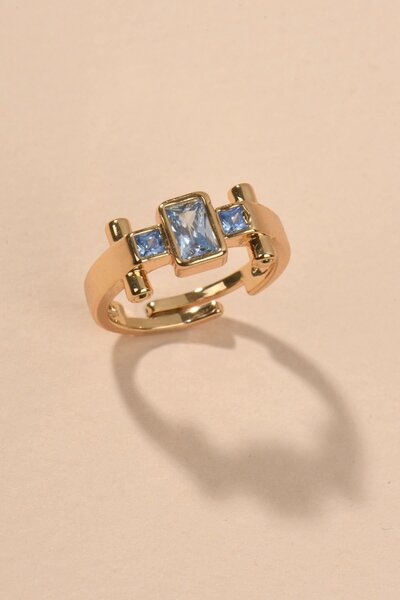 Piggu Helen Yüzük Mavi Baget Taşlı