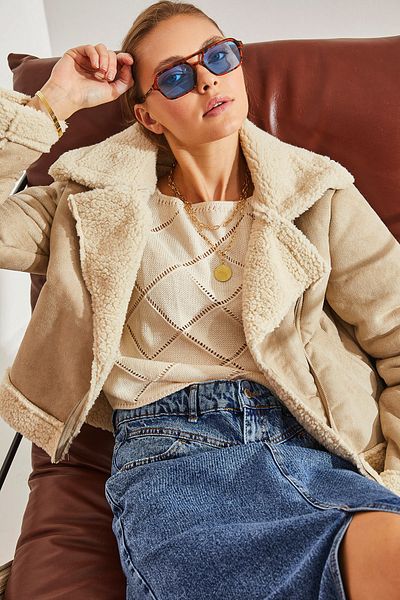 Bianco Lucci Women's Laminated Suede Coat